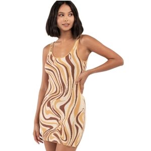 RSQ Knit Dress Women XXS Multicolor‎ Bodycon Mini Sleeveless Round-Neck Abstract